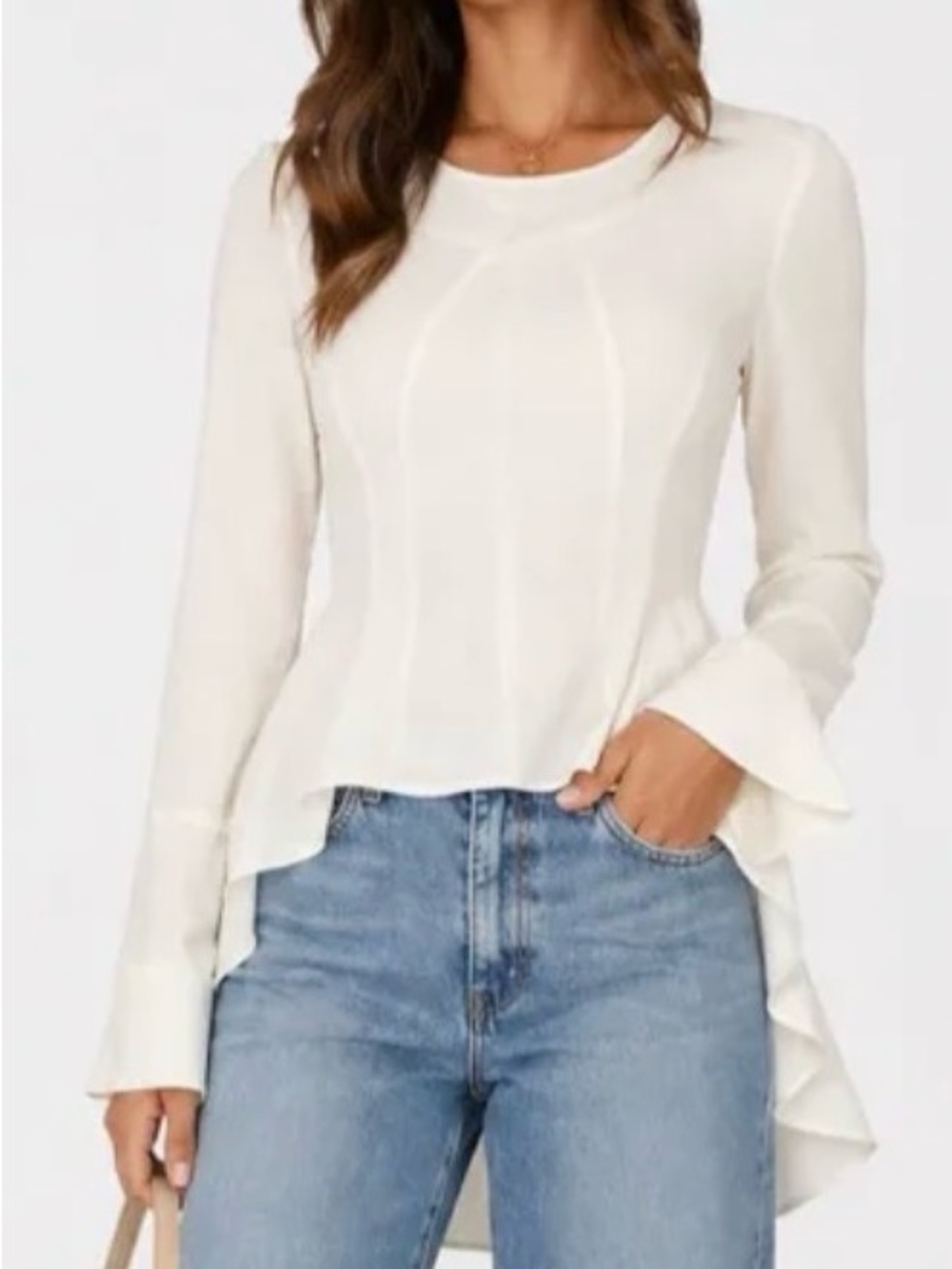 mark. Cream  High-Low Long Sleeve Blouse NWOT size SMALL
